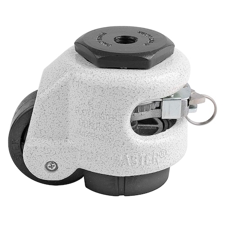 Foot Master Leveling Caster, Ratchet, 50 mm Nylon Wheel, M12x1.75P Stem, Swivel, 250 kg Cap, NBR Foot Pad, Ivory GDR-60-S-NYN